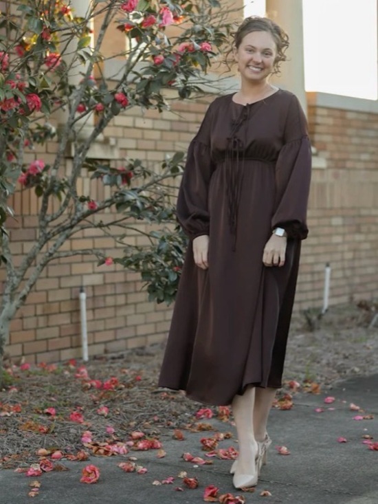 Ada Faye Dresses & Skirts - Ada Faye Clothing Bexley Brown Long Sleeve Maxi Dress size 2XL elastic Waist-G
